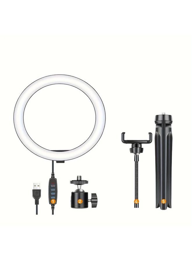ضوء حلقة LED أسود 10 بوصة مع حامل هاتف لمكياج السيلفي وفيديو التصوير - Image 1