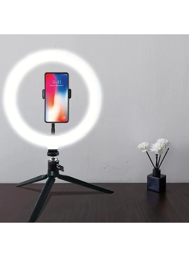 ضوء حلقة LED أسود 10 بوصة مع حامل هاتف لمكياج السيلفي وفيديو التصوير - Image 3