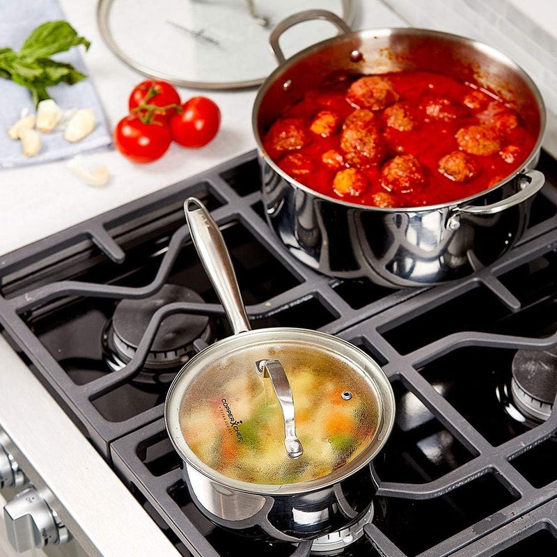 copper chef Titan Pan, Try Ply Stainless Steel Non-Stick Frying Pans, 7.5 QT Casserole Pan with Lid - Image 3