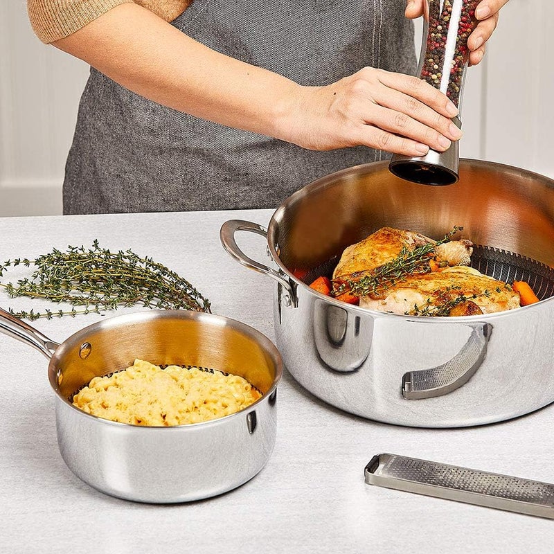 copper chef Titan Pan, Try Ply Stainless Steel Non-Stick Frying Pans, 7.5 QT Casserole Pan with Lid - Image 5