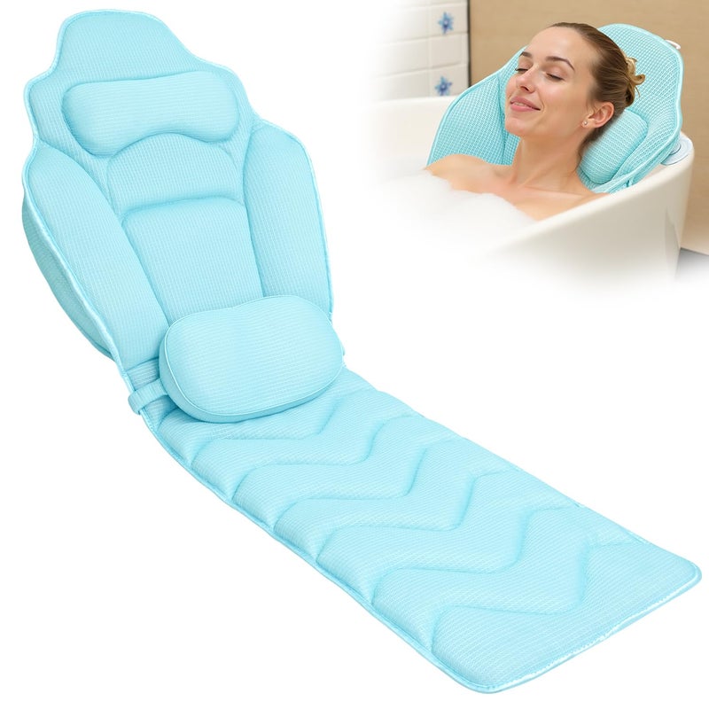 Idle Hippo Full Body Bath Pillow for Bathtub - Extra Long 61â€™â€™ Bath Pillows for Tub, Ergonomic 4D Air Mesh Tub Pillow with Head, Neck & Lumbar Support, Bathtub Pillow Spa Cushion with Non-Slip Suction Cups - Image 1