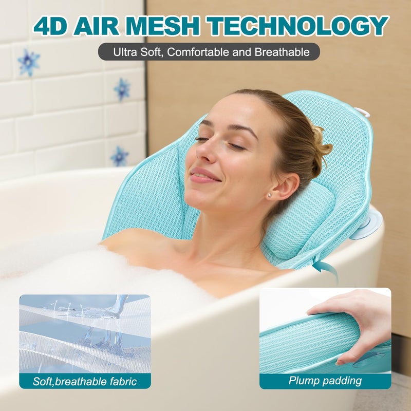 Idle Hippo Full Body Bath Pillow for Bathtub - Extra Long 61â€™â€™ Bath Pillows for Tub, Ergonomic 4D Air Mesh Tub Pillow with Head, Neck & Lumbar Support, Bathtub Pillow Spa Cushion with Non-Slip Suction Cups - Image 4
