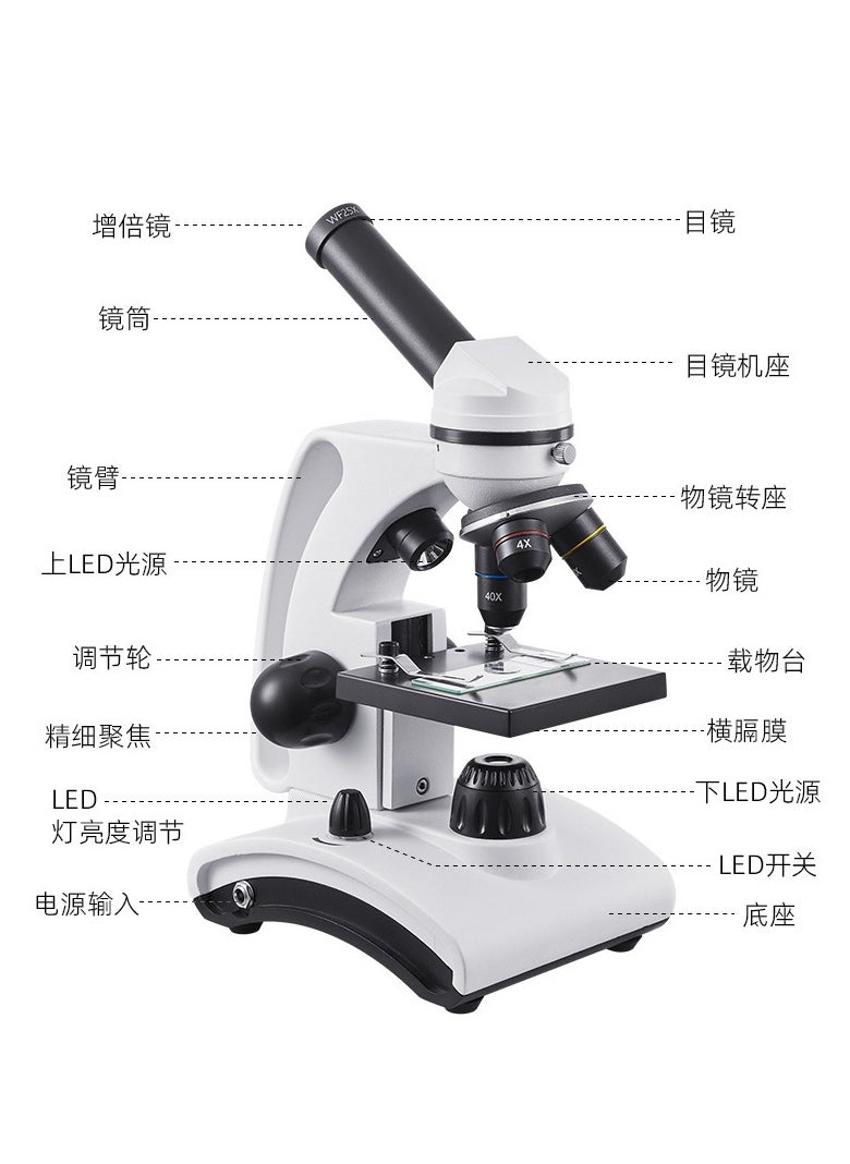 General - Microscope 2000x Monocular Optical Microscope Science Biology Student Teaching Slide with Mobile Phone - Image 1