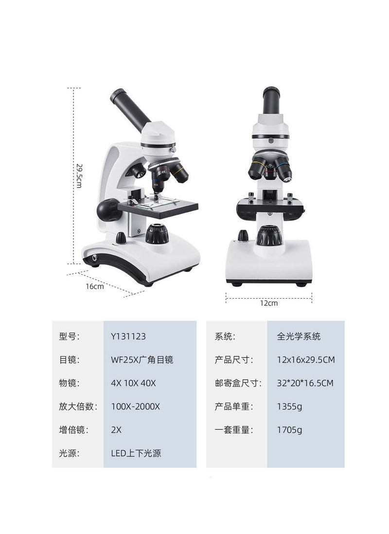 General - Microscope 2000x Monocular Optical Microscope Science Biology Student Teaching Slide with Mobile Phone - Image 1