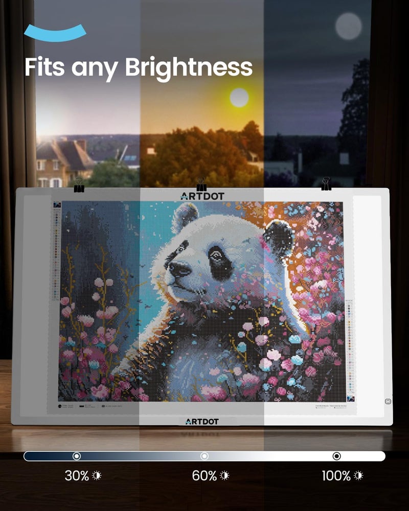 ARTDOT A1 Large LED Light Pad for Diamond Painting AC Powered Light Board Kit Adjustable Brightness Light Box Drawing for 5D Diamond Painting Kits - Image 4