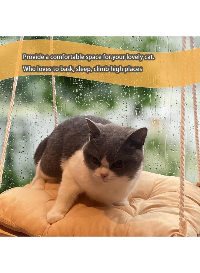 Generic Cat Window Perch, Cat Window Rack with Gunny Rope and Thick Cushion, Wooden Cat Window Hammock, Furniture for Cats - Hanging Window Shelf for Cats  - Image 2