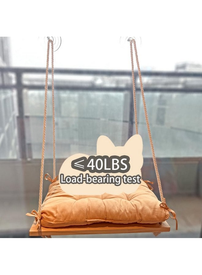 Generic Cat Window Perch, Cat Window Rack with Gunny Rope and Thick Cushion, Wooden Cat Window Hammock, Furniture for Cats - Hanging Window Shelf for Cats  - Image 5
