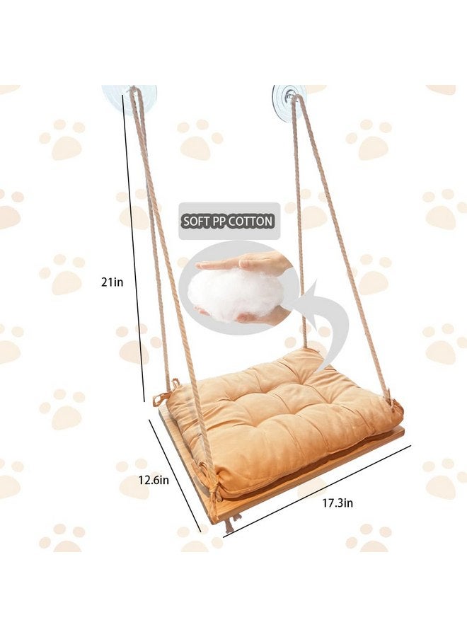 Generic Cat Window Perch, Cat Window Rack with Gunny Rope and Thick Cushion, Wooden Cat Window Hammock, Furniture for Cats - Hanging Window Shelf for Cats  - Image 4