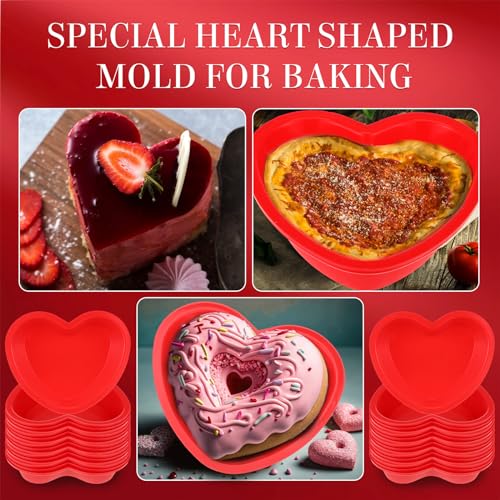 Leriton 12 Pcs Heart Cake Pan Silicone Heart Cake Molds Baking Pan Nonstick Molds for Anniversary Birthday Snack Cupcake Baking (5.5 Inch) - Image 4