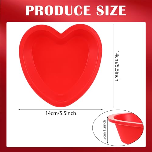 Leriton 12 Pcs Heart Cake Pan Silicone Heart Cake Molds Baking Pan Nonstick Molds for Anniversary Birthday Snack Cupcake Baking (5.5 Inch) - Image 2