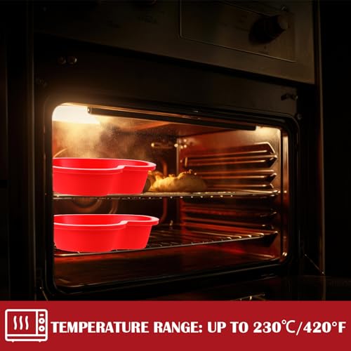 Leriton 12 Pcs Heart Cake Pan Silicone Heart Cake Molds Baking Pan Nonstick Molds for Anniversary Birthday Snack Cupcake Baking (5.5 Inch) - Image 5
