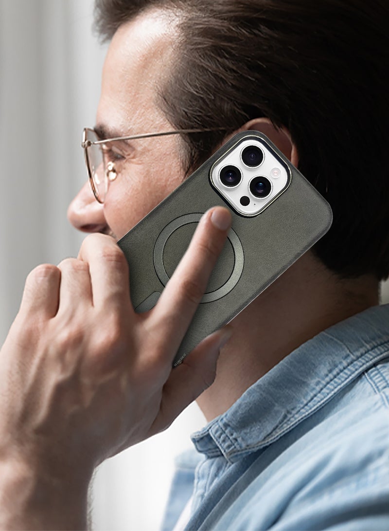 CATANES عبوة مكونة من 2 غلاف من جلد PU لجهاز آبل آيفون 16 برو ماكس متوافق مع ماغسيف، مقاوم للصدمات وسقوط، غلاف رفيع رمادي - Image 4