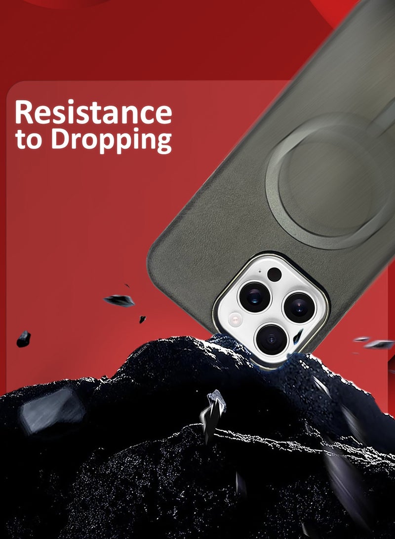 CATANES عبوة مكونة من 2 غلاف من جلد PU لجهاز آبل آيفون 16 برو ماكس متوافق مع ماغسيف، مقاوم للصدمات وسقوط، غلاف رفيع رمادي - Image 5