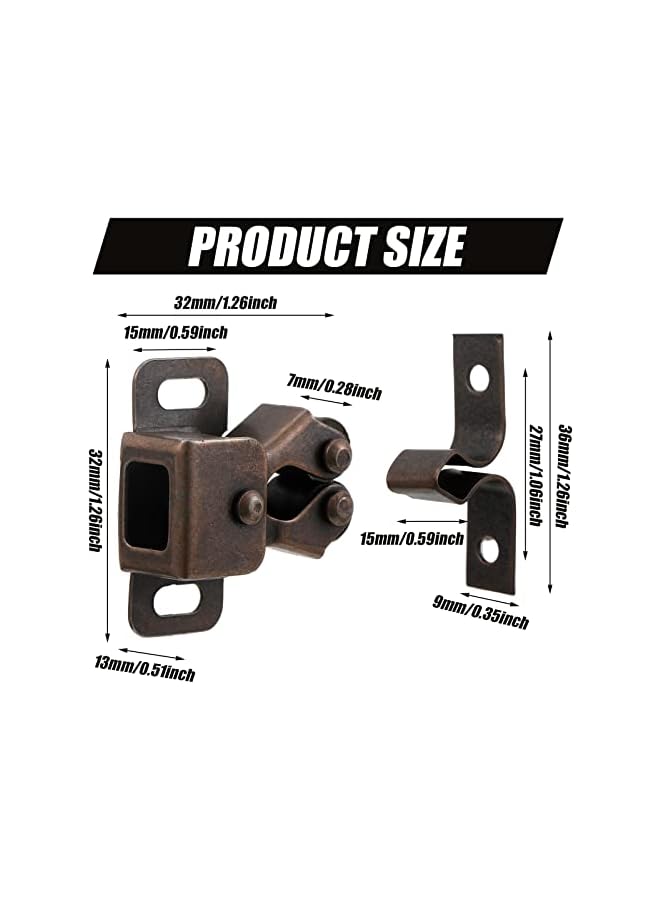 PROMASS promass Cabinet Door Latch and Catch Hardware Double Roller Catch Cabinet Latches with Spear Strike for Closet Doors Kitchen(Brown Antique Copper,20 Pcs)  - Image 2