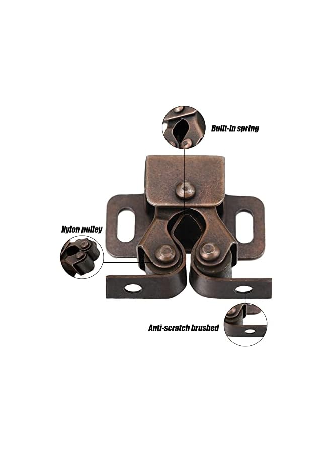PROMASS promass Cabinet Door Latch and Catch Hardware Double Roller Catch Cabinet Latches with Spear Strike for Closet Doors Kitchen(Brown Antique Copper,20 Pcs)  - Image 4
