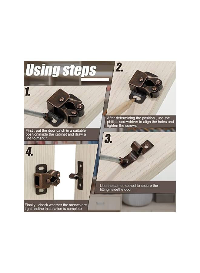 PROMASS promass Cabinet Door Latch and Catch Hardware Double Roller Catch Cabinet Latches with Spear Strike for Closet Doors Kitchen(Brown Antique Copper,20 Pcs)  - Image 3