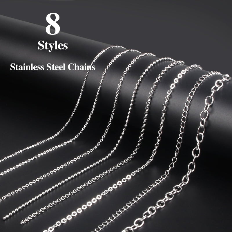 Ecoofor Necklace Chains for Jewelry Making, 62.3 Feet 8 Rolls 304 Stainless Steel Jewelry Chains for DIY Necklace Bracelet Jewelry Making with Stainless Steel Jump Rings/Lobster Clasps/Connectors - Image 2