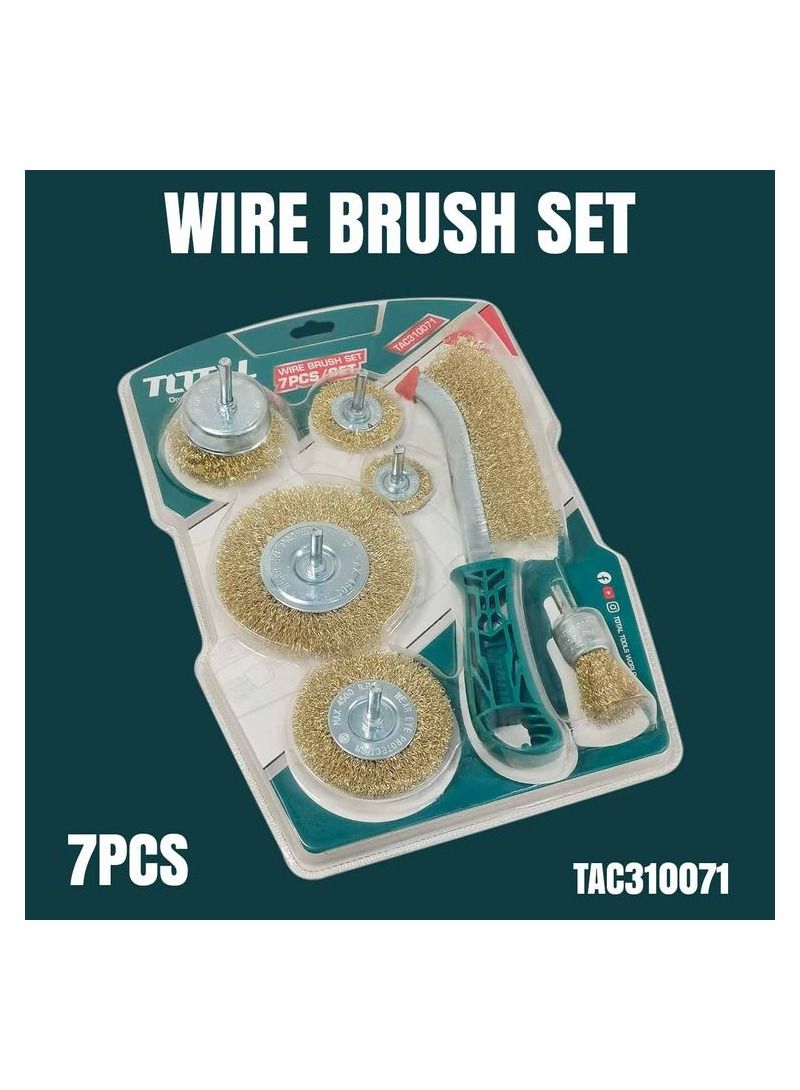 TOTAL TAC310071 Premium Wire Construction Metal Polishing Brass Coated Wire Brush Set Wire Brush Set Wheel Wire Brush 7 Pcs et - Image 1