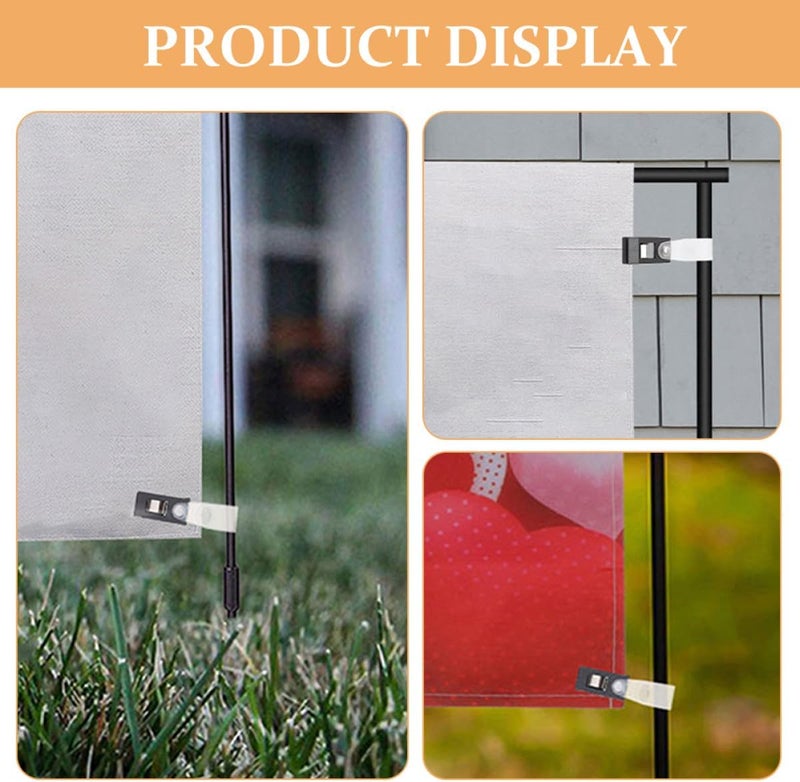 Happyyami 40pcs Garden Flag Clips Lawn Flag Stoppers Plastic Anti-Wind Flagpole Clamps for Outdoor Yard Banner Fixing Patio Décor Accessories - Image 3