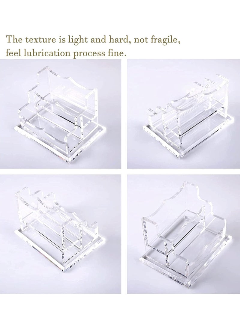 SYOSI Acrylic Business Card Holder for Desk Business, Business Card Stand Business Card Display Holder, Clear Plastic Business Card Holder Display Office, Holds 100 Cards (2 Tier, 2 Slots)  - Image 5