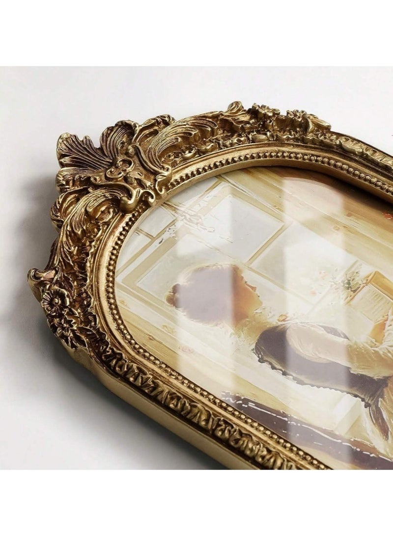Bukela Vintage Picture Frames Antique Set Baroque Ornate Gold Arched Photo Frames with Glass, Tabletop or Wall for Home Decor Photography Props Gifts(S/M/L) - Image 5