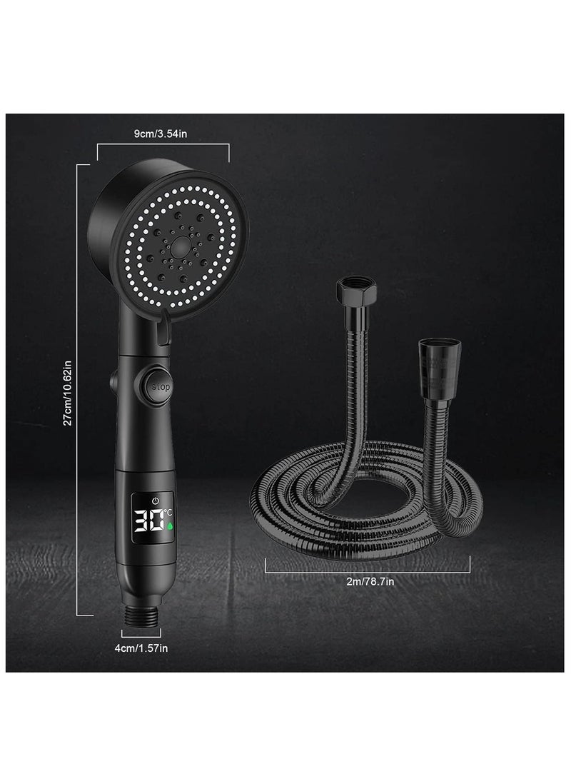 High Pressure Shower Head, Handheld Shower 5 Modes Power Shower Head,Shower Head and Hose 2m with Temperature Indicator, Water Saving Shower Head for Adults Children Pets - Image 4