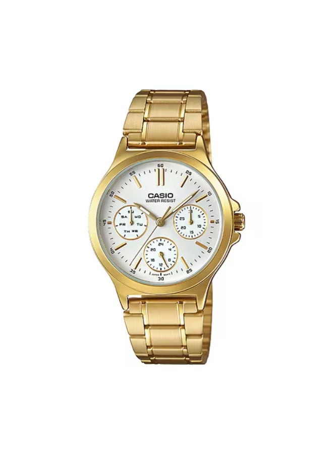 Casio LTP-V300G-7AUDF Women’s Gold-Tone Multi-Function Analog Watch – White Dial - Image 1