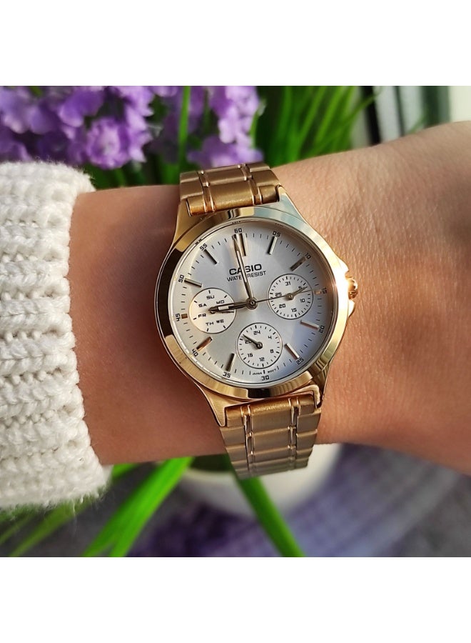 Casio LTP-V300G-7AUDF Women’s Gold-Tone Multi-Function Analog Watch – White Dial - Image 4