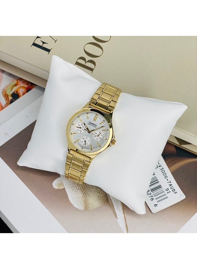 Casio LTP-V300G-7AUDF Women’s Gold-Tone Multi-Function Analog Watch – White Dial - Image 3