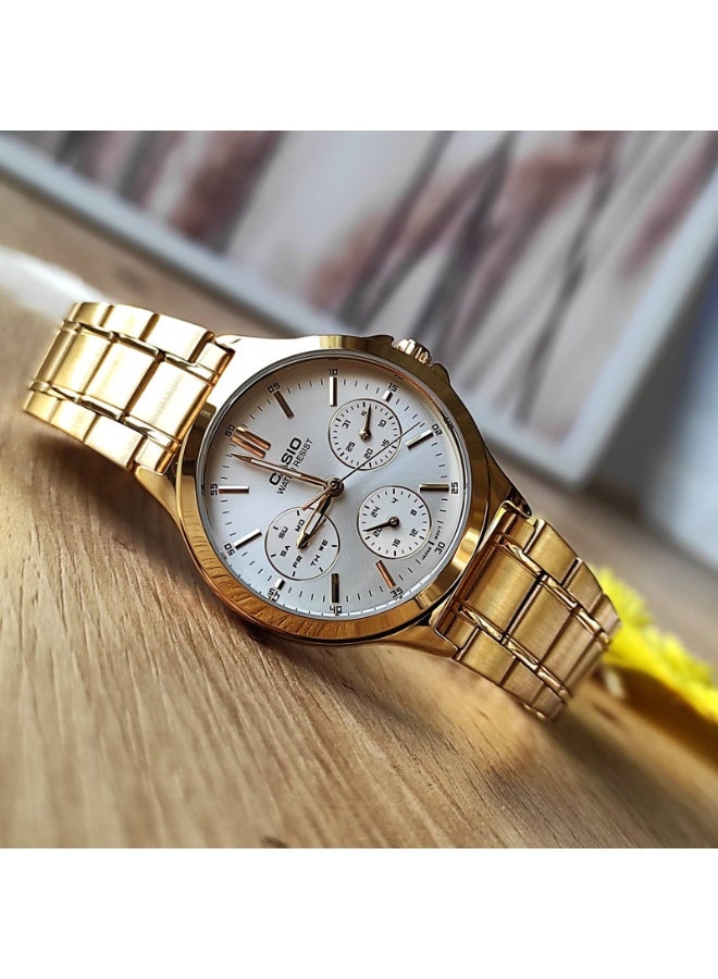 Casio LTP-V300G-7AUDF Women’s Gold-Tone Multi-Function Analog Watch – White Dial - Image 2
