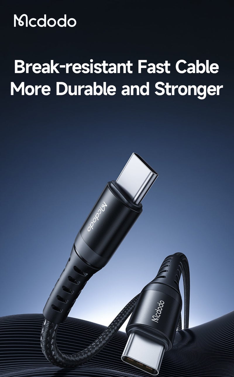 Mcdodo كابل شحن سريع USB-C إلى USB-C بقوة 60 واط بطول 3م (مضفر نايلون) و سماعات رأس HP-1400 لإلغاء الضوضاء النشطة طويلة الأمد و شاحن Mcdodo هيدروجين بقوة 20 واط PD بشاحن مزدوج (1C+1A) قابس المملكة المتحدة - Image 2