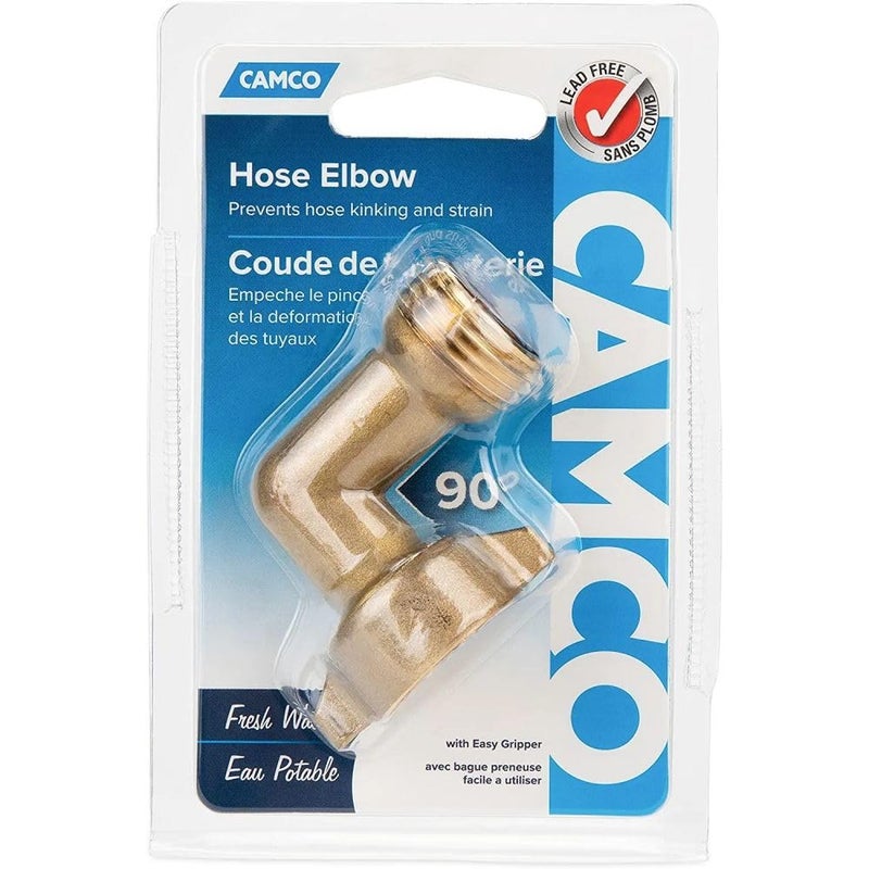 Camco 90-Degree Hose Elbow For RVs - Solid Brass Construction- Certified Lead-Free - Features Convenient Easy Grip Connector - For RV Water Hoses, Residential Outdoor Faucets, & More - 1-Pack (22505) - Image 5