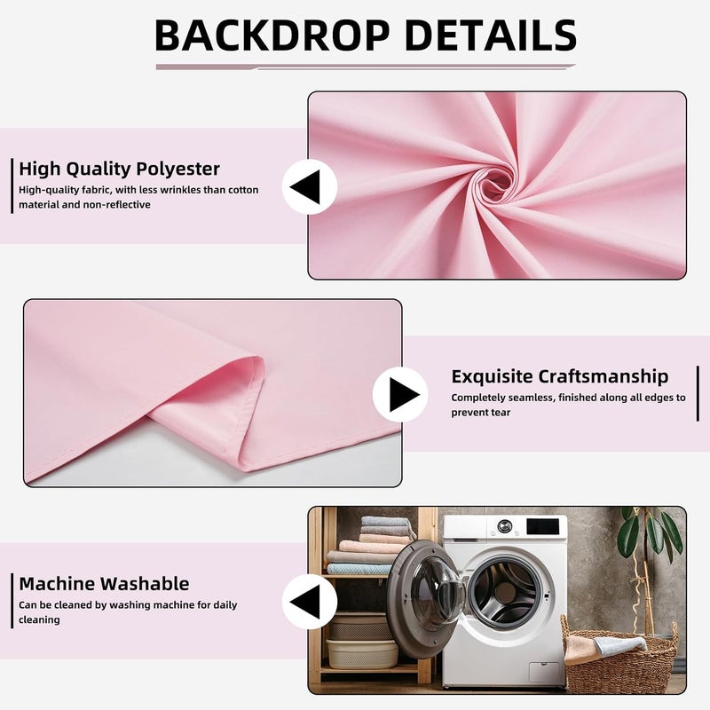 CIPAZEE Pink Backdrop,5x7FT Pink Photo Backdrop for Photography Background Backdrops Curtain for Portraits Studio Photoshoot Halloween Party Screen Video Recording - Image 2