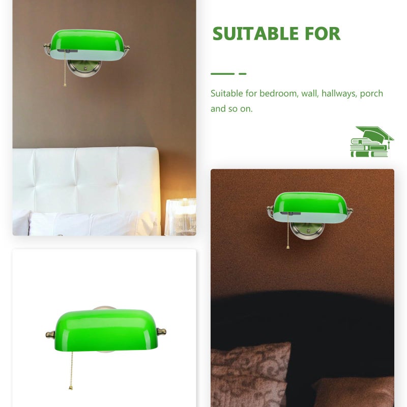 Green Metal Vintage Wall Lamp with Zipper Pull Chain Retro Sconce for Living Room Bedside Decor - Image 4