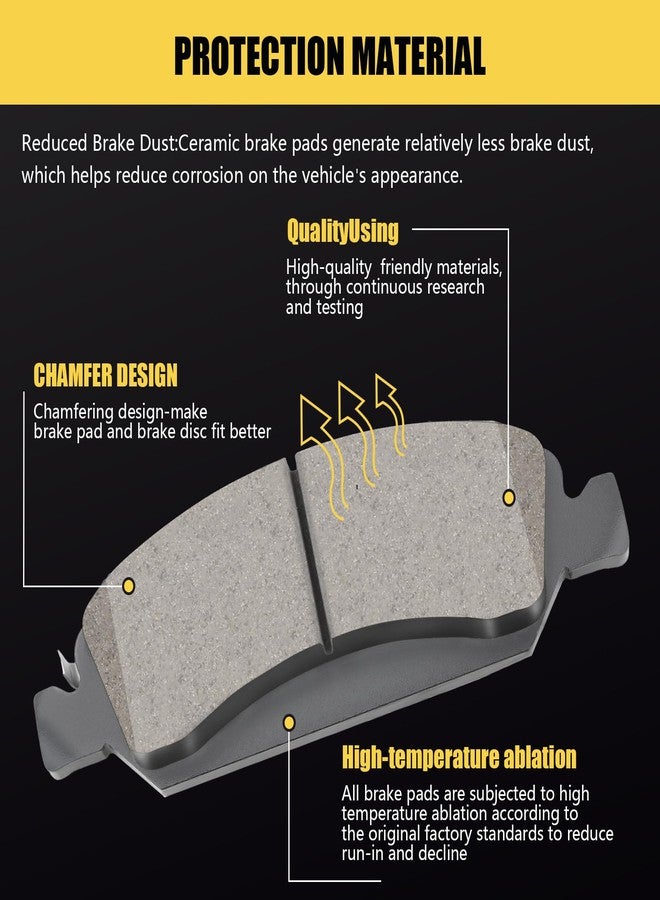 HYFTJYZ HZ1363 Premium Ceramic Disc Brake Pad Set - Compatible with Select Cadillac Escalade, XTS; Chevrolet Avalanche, Silverado, Suburban, Tahoe; GMC Savana, Sierra, Yukon XL + More; FRONT - Image 2