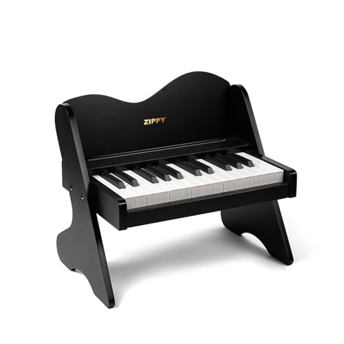 ZIPPY Kids Piano Keyboard 25 Keys Digital Piano for Kids Volume Adjustable Mini Music Educational Instrument Toy Wood Toy for Toddlers Girls Boys Black - Image 1