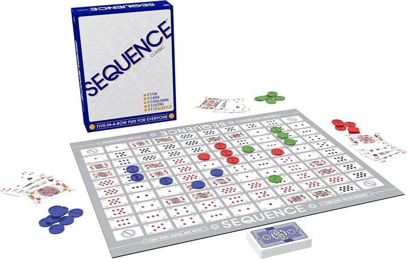 Jax SEQUENCE- Original SEQUENCE Game with Folding Board, Cards and Chips by ( Packaging may Vary ) White, 10.3" x 8.1" x 2.31" - Image 2