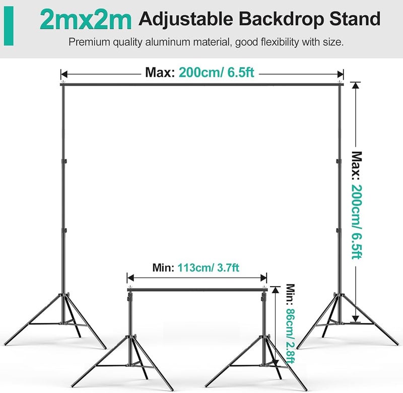 EMART White Backdrop with Stand, 2x2m Photography Backdrop Stand Kit - Image 2