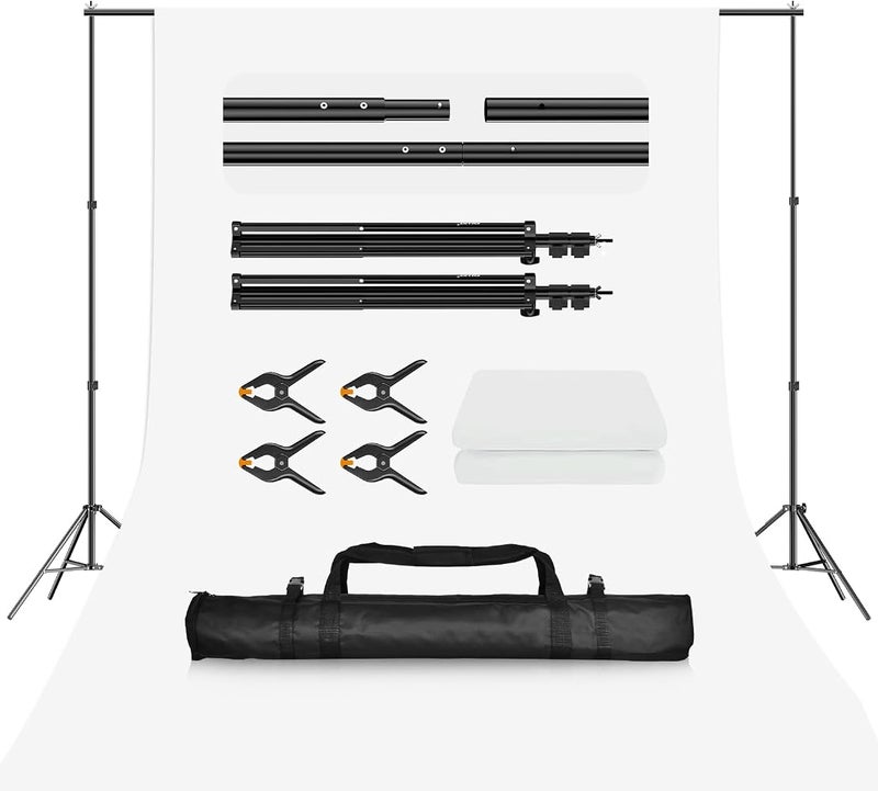 EMART White Backdrop with Stand, 2x2m Photography Backdrop Stand Kit - Image 1