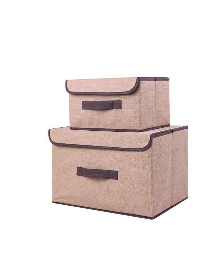 2 foldable storage boxes with lids, large size 36x23x24cm, small size 25x19x16cm