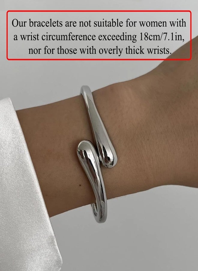 CASDAN 4Pcs Chunky Bangle Bracelets for Women Twisted Hinged Stackable Bangles Set Trendy Wide Wrist Cuff Stack Bracelets - Image 2
