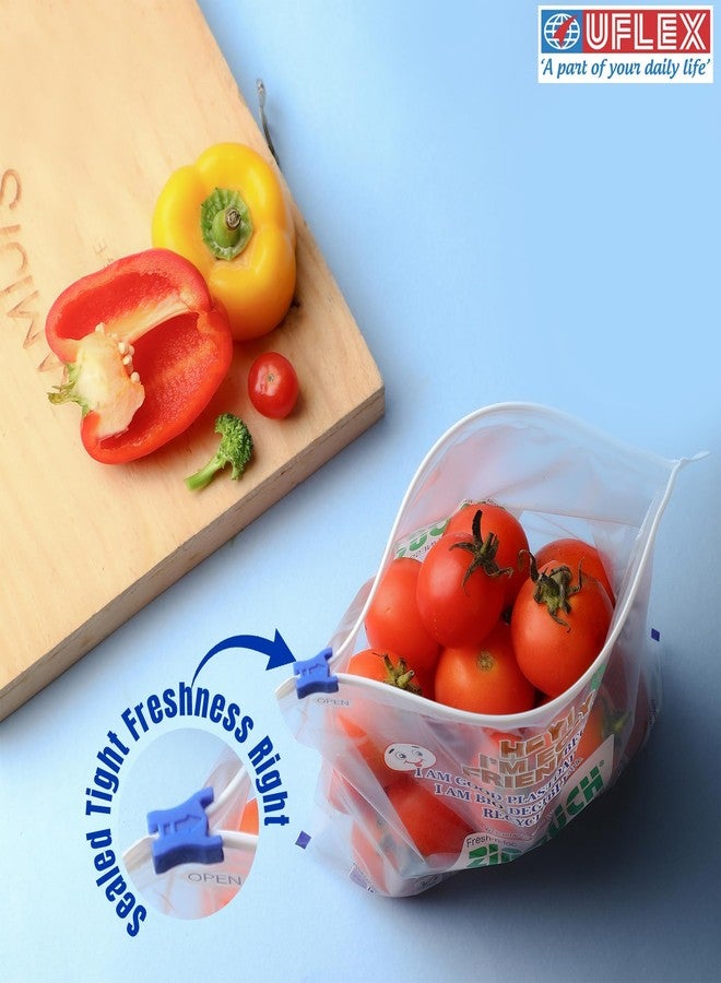 ZIPOUCH 40 Multipurpose Slider Storage Bags | Reusable Zip pouch for Fridge Storage & Microwave Safe | Zip lock bag for Food Storage | Slider Zip lock pouch | Food Grade Ziplock Bag - Small 21x18cm - Image 3