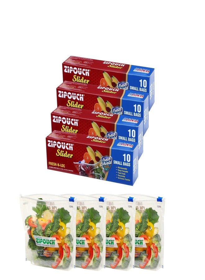 ZIPOUCH 40 Multipurpose Slider Storage Bags | Reusable Zip pouch for Fridge Storage & Microwave Safe | Zip lock bag for Food Storage | Slider Zip lock pouch | Food Grade Ziplock Bag - Small 21x18cm - Image 1