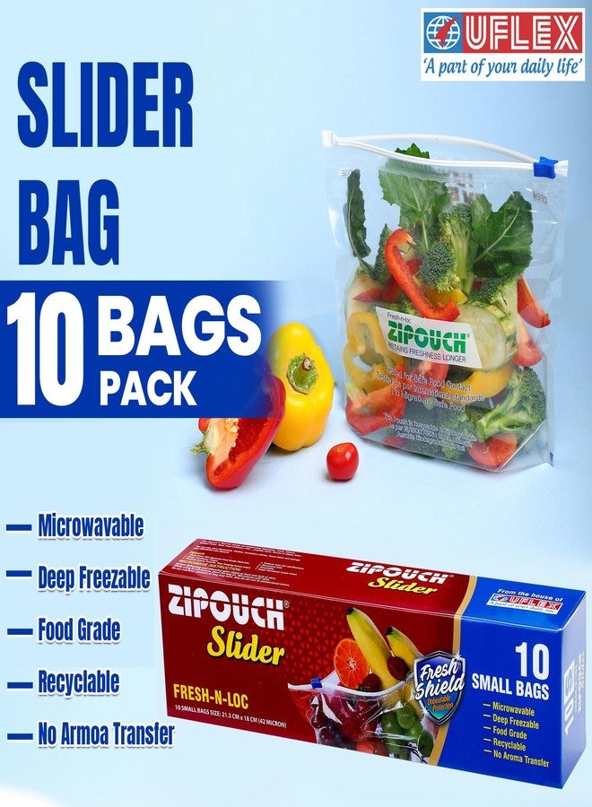 ZIPOUCH 40 Multipurpose Slider Storage Bags | Reusable Zip pouch for Fridge Storage & Microwave Safe | Zip lock bag for Food Storage | Slider Zip lock pouch | Food Grade Ziplock Bag - Small 21x18cm - Image 4