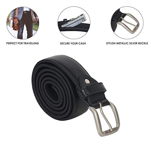LB LEATHERBOSS Leatherboss Genuine Leather Travel Money Belt size 32, Black - Image 2