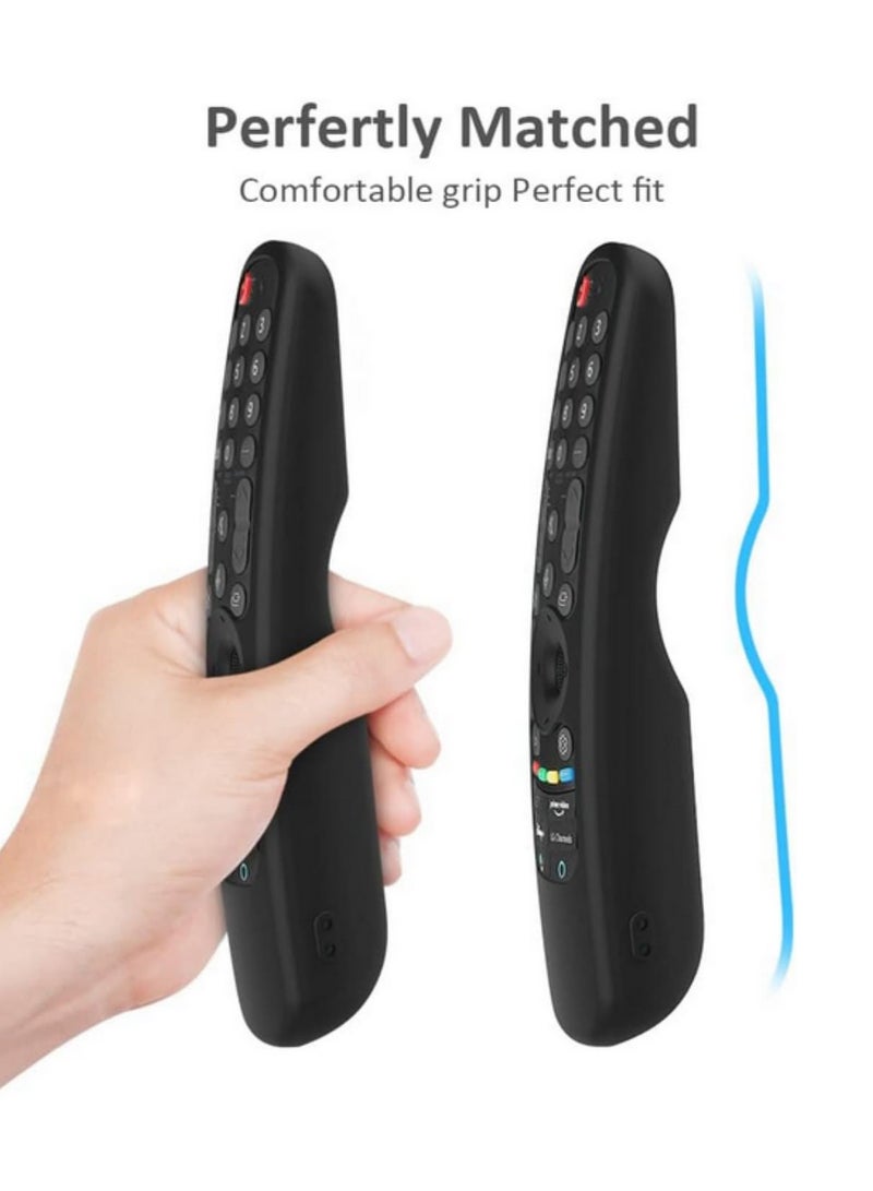 1PC AN-MR21GA Silicone Protective Cover Case for LG AN-MR21GC/AN-MR21N Magic Remote Control Shockproof Soft Anti-Slip Skin for LG OLED TV Remotes (Black)  - Image 2