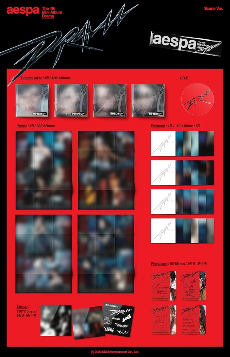 KPOP ألبوم aespa دراما المصغر الرابع مشهد نسخة نينغ نينغ CD5p بطاقة بريدية 1ea ملصق 1p بطاقة صورة تتبع مختوم نينغ نينغ - Image 3