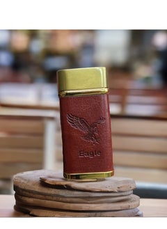 Generic A classic pocket lighter with different designs of power towers, made of metal with a leather cover, refillable.  - Image 2