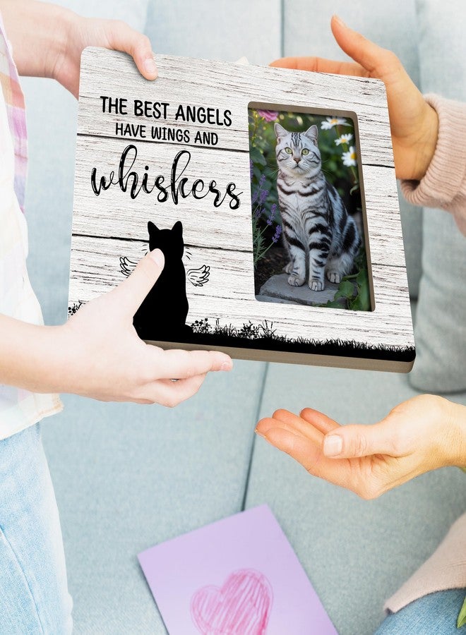 HODODAN Cat Memorial Gifts for Loss of Cat, Pet Sympathy Gift Wooden Picture Frames, 4x6 inch Photo - Image 2