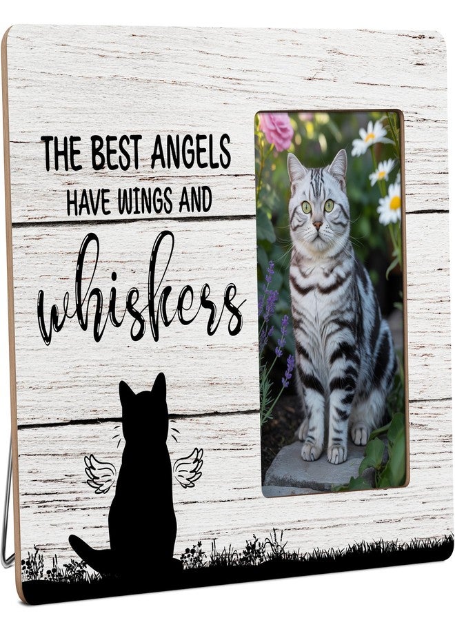 HODODAN Cat Memorial Gifts for Loss of Cat, Pet Sympathy Gift Wooden Picture Frames, 4x6 inch Photo - Image 1